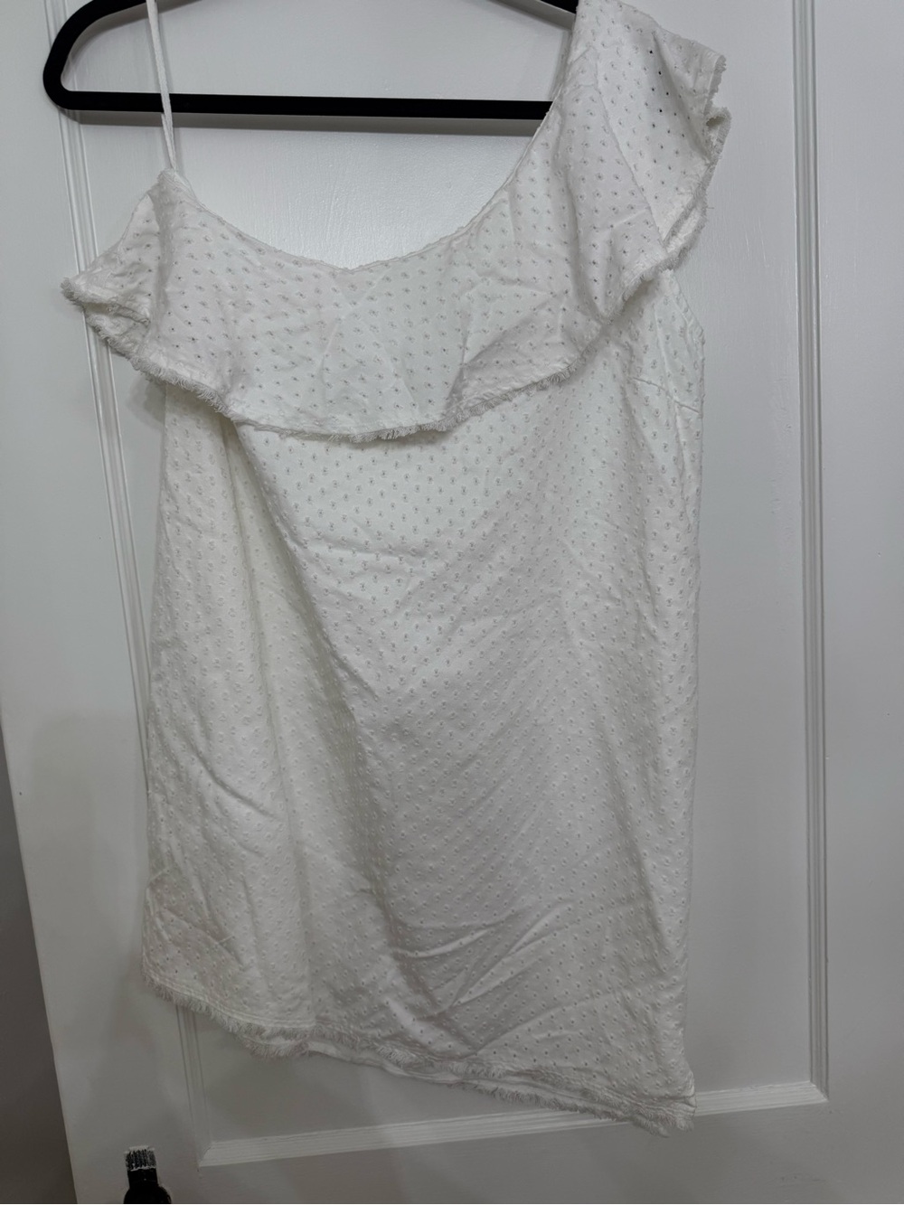 Anthropologie Cloth & Stone White Cotton Eyelet One-Shoulder Dress M